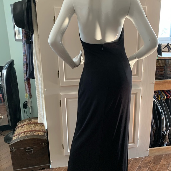 JS boutiqueblack beaded halter evening gown - Picture 3 of 5